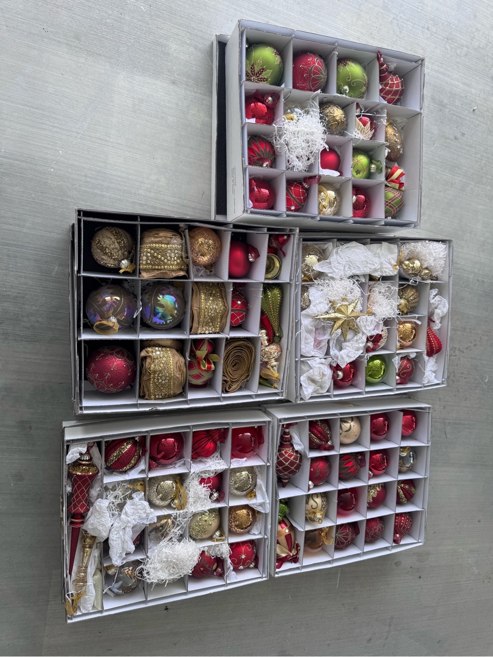 Assorted Red, Gold, and Green Holiday Ornament Set - Unbranded